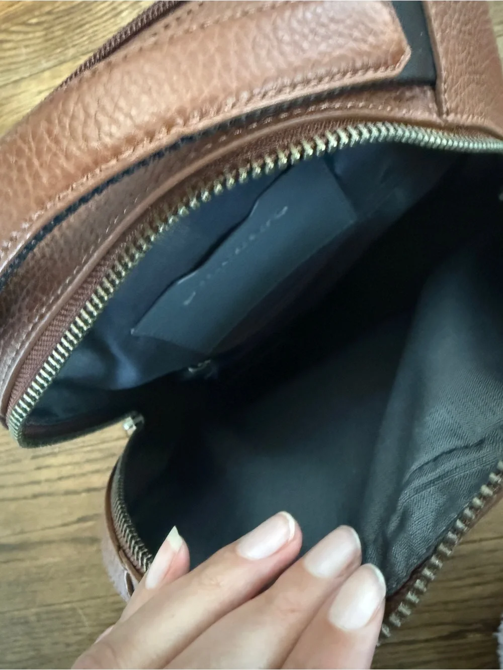 Cole Haan Grand Series Leather Brown Backpack Zip Closure